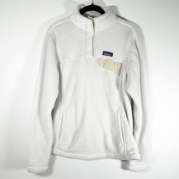 Patagonia Re-Tool Snap-T Fleece Pullover Women’s Large Ivory Cream EUC - Picture 1 of 8